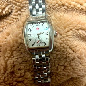 Michelle watch Silvertone stainless steel sapphire crystals